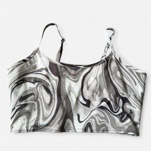 Pink Marble Print Sports Bra Large